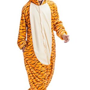 JJEUWE Adult Tiger Suit Pajamas Kigurumi Hoodie Jumpsuit Playsuit M