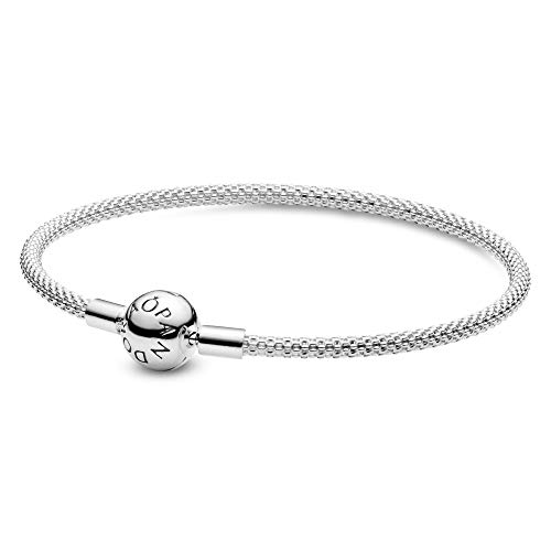 PANDORA Jewelry Moments Mesh Charm Sterling Silver Bracelet, 6.7"