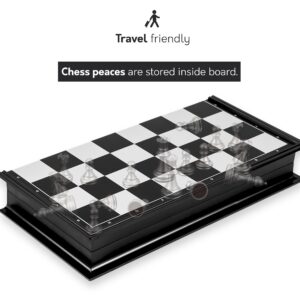 Magnetic Travel Chess Set with Board That Becomes A Storage Compartment – Great Travel Toy Set by Big Mo’s Toys, 2 Players