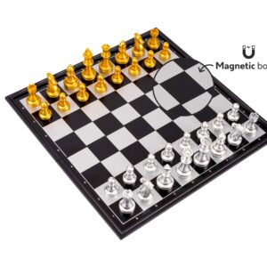 Magnetic Travel Chess Set with Board That Becomes A Storage Compartment – Great Travel Toy Set by Big Mo’s Toys, 2 Players