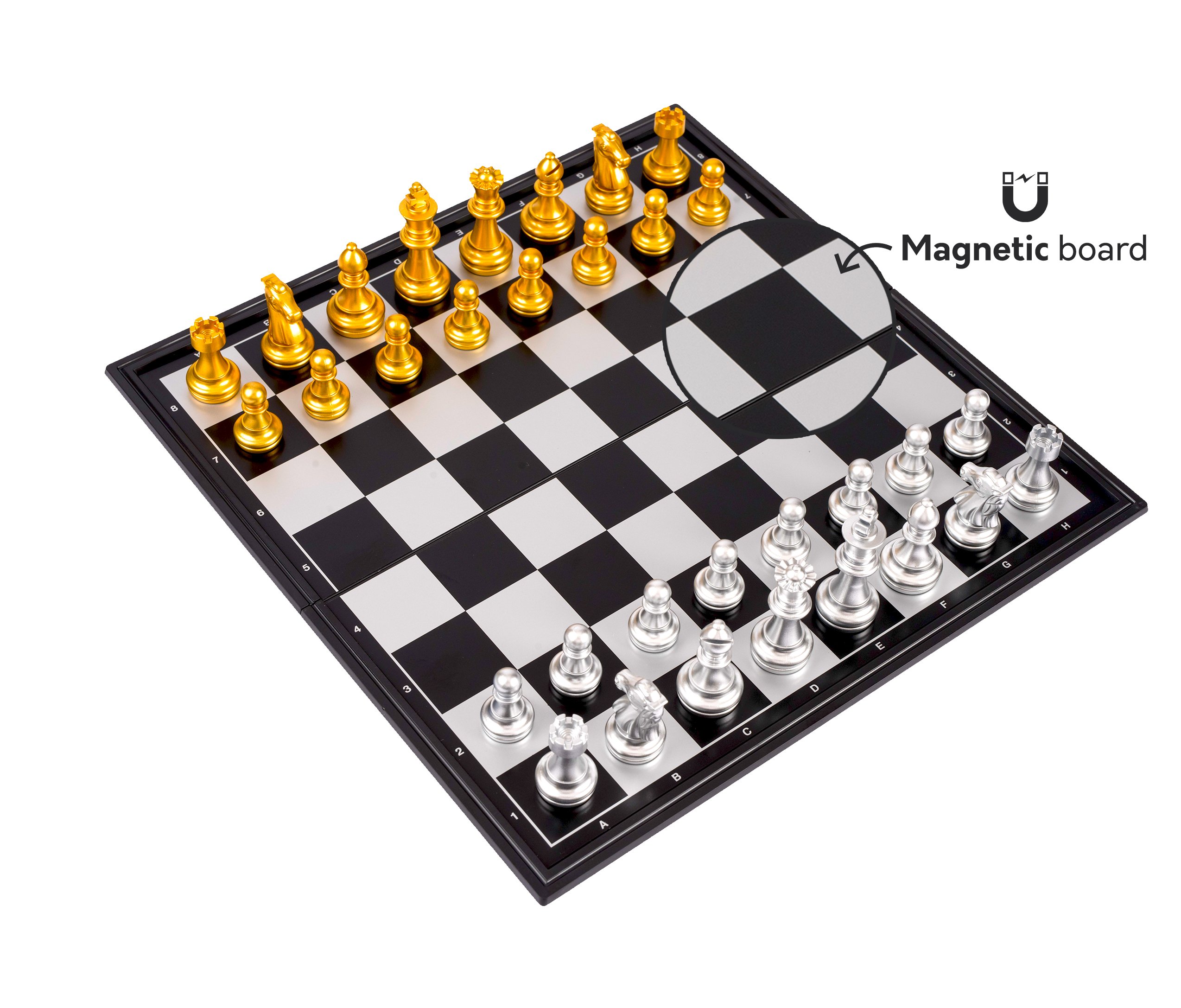 Magnetic Travel Chess Set with Board That Becomes A Storage Compartment – Great Travel Toy Set by Big Mo’s Toys, 2 Players