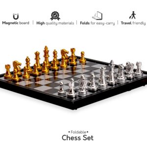 Magnetic Travel Chess Set with Board That Becomes A Storage Compartment – Great Travel Toy Set by Big Mo’s Toys, 2 Players