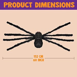 JOYIN 5 Ft. Halloween Outdoor Decorations Hairy Spider,Scary Giant Spider Fake Large Spider Hairy Spider Props for Halloween Yard Decorations Party Decor, Black