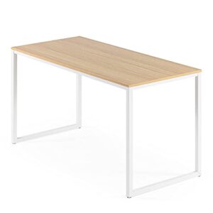 zinus jennifer 55 inch white frame desk, computer workstation, office desk, dining table, easy assembly, natural