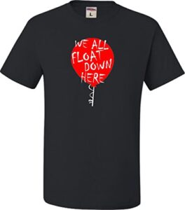 ys 6-8 black youth we all float down here red balloon t-shirt