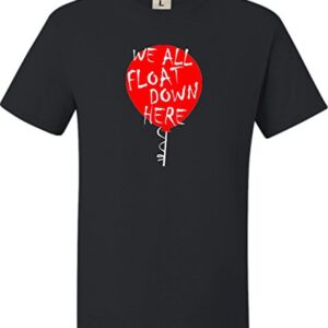 YS 6-8 Black Youth We All Float Down Here Red Balloon T-Shirt