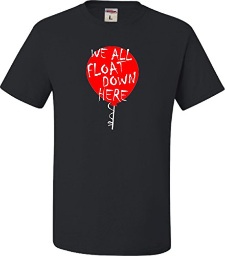 YS 6-8 Black Youth We All Float Down Here Red Balloon T-Shirt