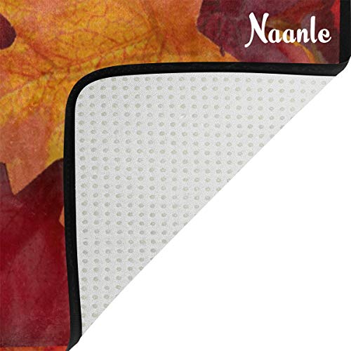 Naanle Autumn Leaves Area Rug 4'x6', Fall Leaves Polyester Area Rug Mat for Living Dining Dorm Room Bedroom Home Decorative