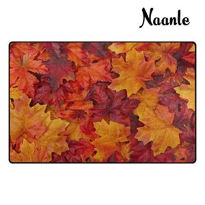 Naanle Autumn Leaves Area Rug 4'x6', Fall Leaves Polyester Area Rug Mat for Living Dining Dorm Room Bedroom Home Decorative