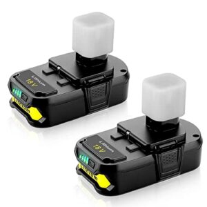 powilling 2pack 3000mah ryobi 18v lithium battery pack replacement for ryobi 18-volt one+ p104 p105 p102 p103 p107 cordless tools battery