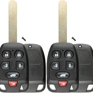 KeylessOption Keyless Entry Remote Uncut Key Blade Fob Shell Case Cover Buttons for Odyssey N5F-A04TAA (Pack of 2)