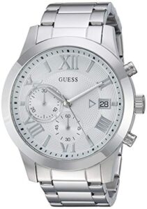 guess stainless steel chronograph bracelet watch with date. color: silver-tone (model: u0668g7)