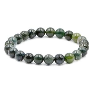 ad beads natural gemstone round beads stretch bracelet healing reiki 8mm (moss agate)