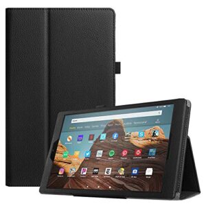 fintie folio case for amazon fire hd 10 tablet (compatible with 7th and 9th generations, 2017 and 2019 releases) - premium pu leather slim fit stand cover with auto wake/sleep, black