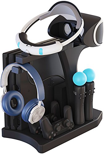 Skywin PSVR Stand Compatible with PS4 VR - PS4 Cooling Station and Charging Dock for Playstation VR Stand to Charge PS VR Controllers and Accessories