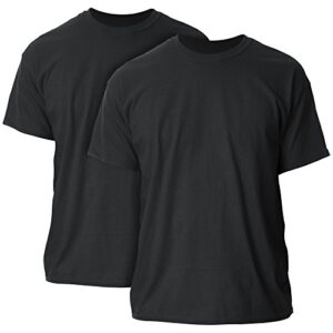 gildan adult ultra cotton t-shirt, style g2000, multipack, black (2-pack), large