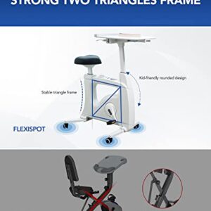 FLEXISPOT Home Workstation Desk Bike Stand up Folding Exercise Desk Cycle Height Adjustable Office Desk Stationary Exercise Bike - Deskcise Pro (With Desktop, White)