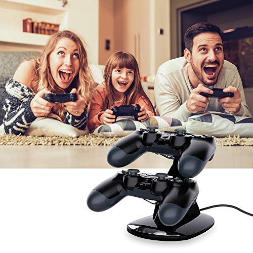 PS4 Controller Charger Charging Station, VSEER Dual Shock PS4 Chargers Controller Playstation 4 Twin Charge Docking Station Stand PS4 Charger for Sony PS4/PS4 Pro/PS4 Slim Controller, Black