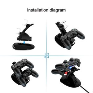 PS4 Controller Charger Charging Station, VSEER Dual Shock PS4 Chargers Controller Playstation 4 Twin Charge Docking Station Stand PS4 Charger for Sony PS4/PS4 Pro/PS4 Slim Controller, Black