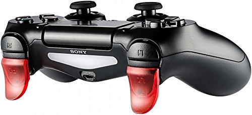 1 Pairs L2 R2 Trigger Extenders Buttons for PlayStation 4 PS4 PS4 Slim Pro JDM-030 Controller （Transparent Red）