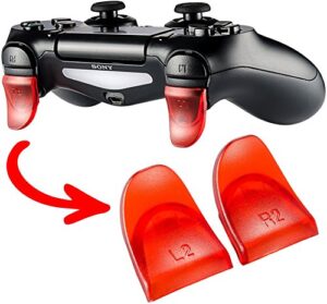 1 pairs l2 r2 trigger extenders buttons for playstation 4 ps4 ps4 slim pro jdm-030 controller （transparent red）