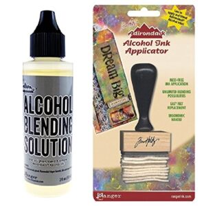 ranger adirondack alcohol blending solution, 2-ounce and applicator, stamp handle and felt applicator + solution.