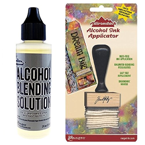 Ranger Adirondack Alcohol Blending Solution, 2-Ounce and Applicator, Stamp Handle and Felt Applicator + Solution.