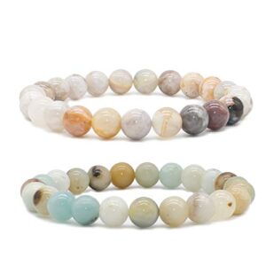 bivei natural gem semi precious reiki healing crystals handmade 8mm round beads stretch bracelet