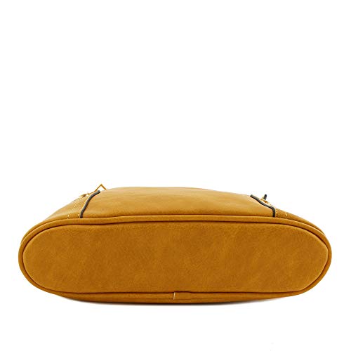 ALYSSA Triple Zip Pocket Large Crossbody Bag (Mustard)