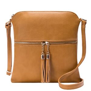solene womens lightweight medium crossbody purse with tassel, perfect size crossbody bags for daily use, travel - lp062 (mustard)