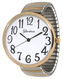 geneva super large stretch watch clear number easy read (two tone)