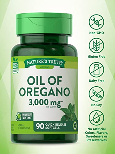 Nature's Truth Oregano Oil Softgel Capsules | 90 Count | Contains Carvacrol | Non-GMO, Gluten Free