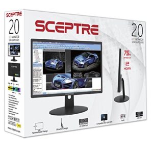 Sceptre 20" 1600x900 75Hz Ultra Thin LED Monitor 2x HDMI VGA Built-in Speakers, Machine Black Wide Viewing Angle 170° (Horizontal) / 160° (Vertical)