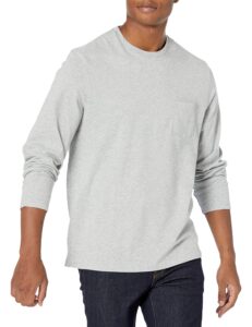 amazon essentials men's regular-fit long-sleeve t-shirt, light grey heather, large