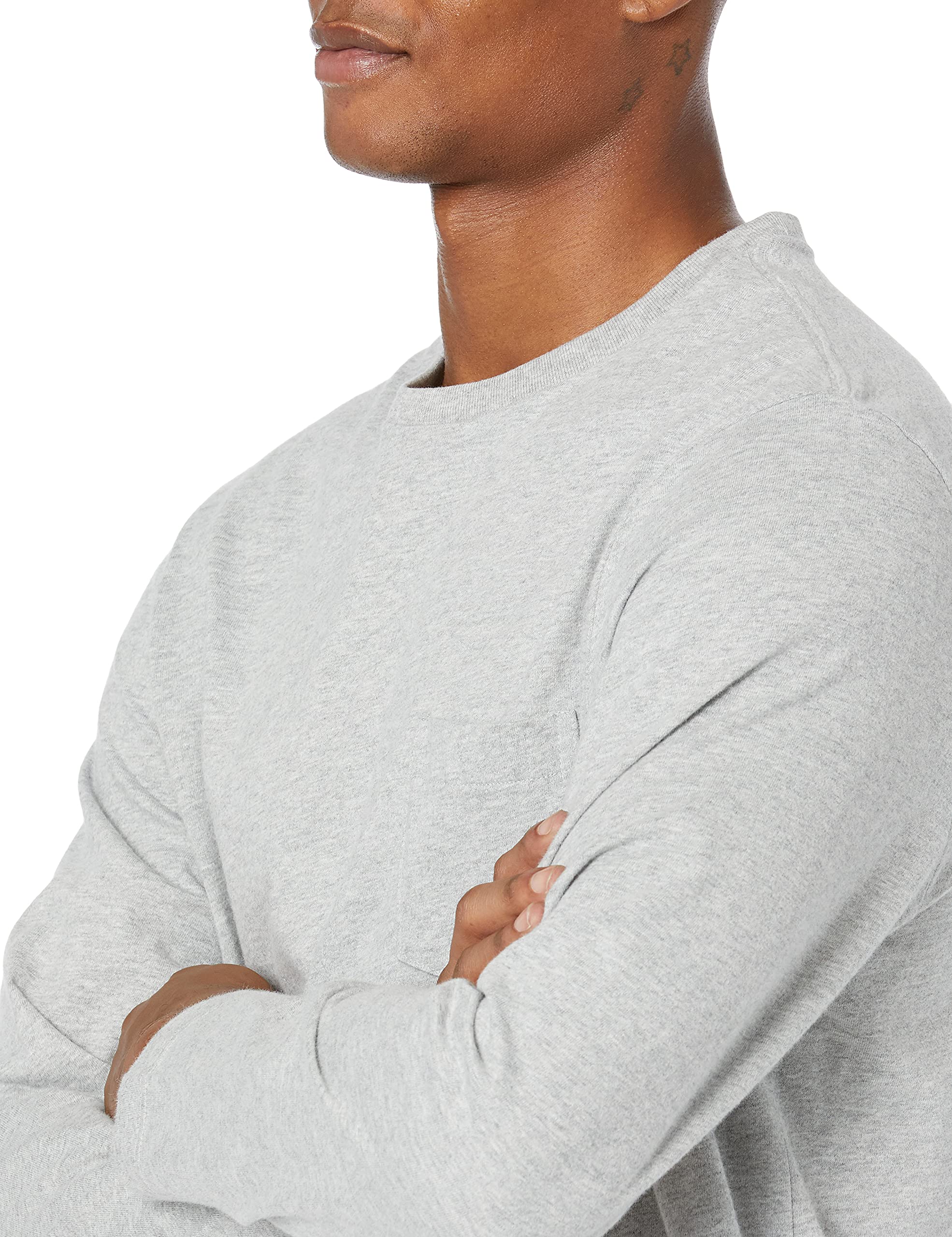 Amazon Essentials Men's Regular-Fit Long-Sleeve T-Shirt, Light Grey Heather, Large