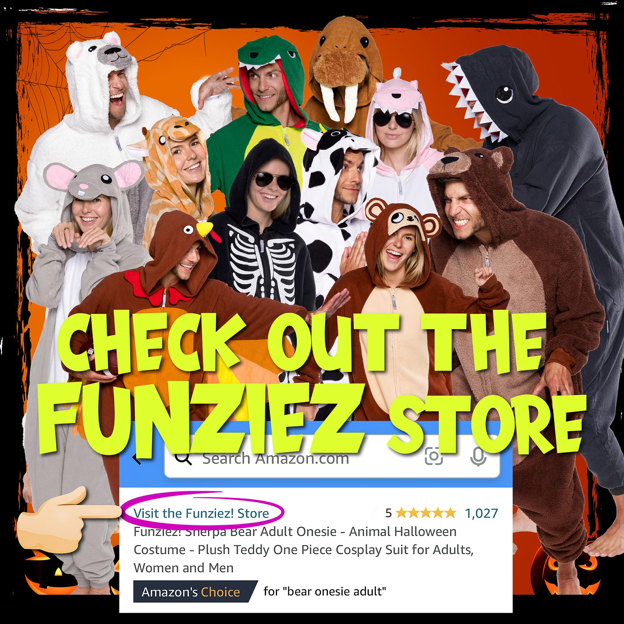 Adult Onesie Halloween Costume - Animal and Sea Creature - Plush One Piece Cosplay Suit for Adults, Women and Men FUNZIEZ!