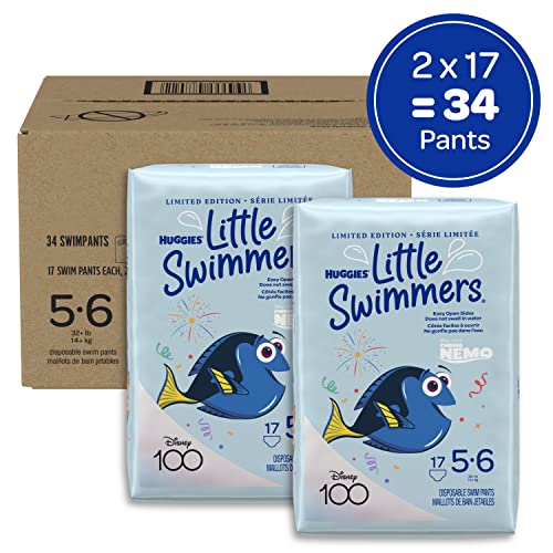 Huggies Little Swimmers Disposable Swim Diapers, Size 5-6 (32+ lbs), 34 Ct