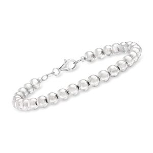 ross-simons italian 6mm sterling silver bead bracelet. 7.5 inches