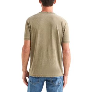 Lucky Brand Men's Venice Burnout Notch Neck Tee Shirt, Dark Olive, Medium