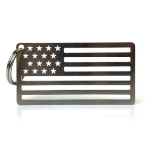 arotags made in the u.s.a. solid stainless steel american flag keychain, patriotic heavy duty edc keyring