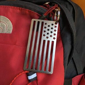 Arotags Made in the U.S.A. Solid Stainless Steel American Flag Keychain, Patriotic Heavy Duty EDC Keyring