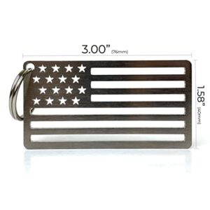 Arotags Made in the U.S.A. Solid Stainless Steel American Flag Keychain, Patriotic Heavy Duty EDC Keyring