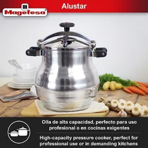 Magefesa® Alustar 23.2 Quart Pressure Cooker, recommended use for professionals, made of extra thick aluminum, express, has a Thermodiffusion bottom, 3 Security Systems