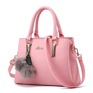 dreubea women's leather handbag tote shoulder bag crossbody purse pink