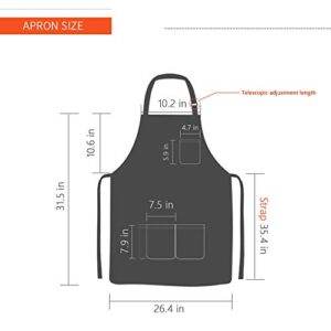 YukaBa Blue Adjustable Denim Jean Kitchen apron with 5 Pockets for Women Men Optimized upgrade(Denim) (Set of 1)