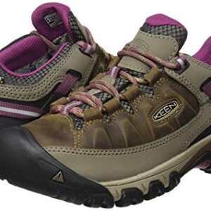 KEEN Women's Targhee 3 Low Height Waterproof Hiking Shoes, Weiss/Boysenberry, 9