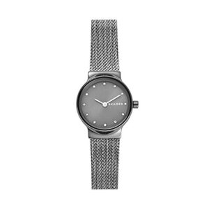 skagen women's freja quartz watch with stainless steel mesh strap, gunmetal, 14 (model: skw2700)