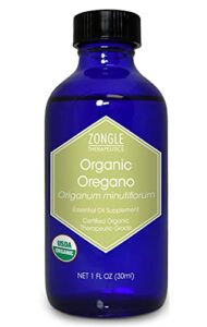 zongle usda certified organic oregano essential oil, safe to ingest, origanum minutiflorum, 1 oz