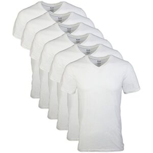 gildan men's v-neck t-shirts, multipack, style g1103, white (6-pack), medium