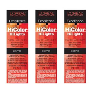 l'oreal hicolor hilights copper permanent hair color tint hc-05104 (3 pack)